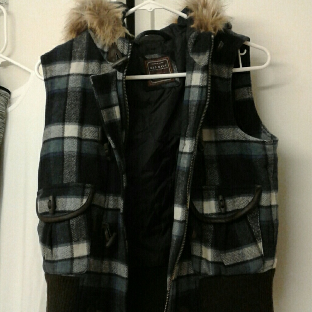 Blue plaid vest