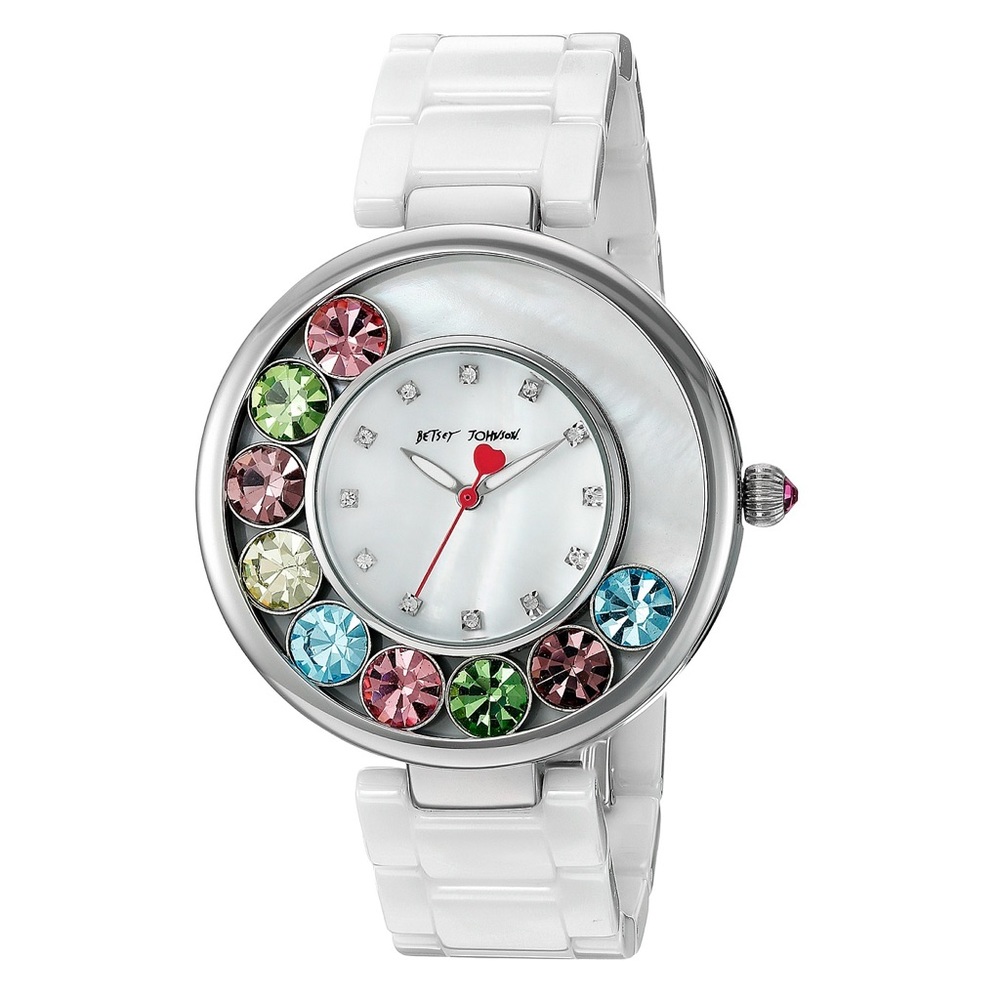 Silver Crystal Pave Set Dial Watch