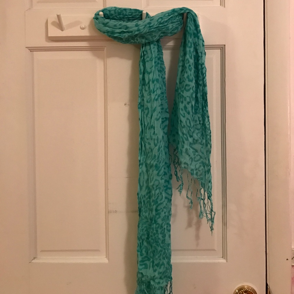 Teal Leopard Print Scarf