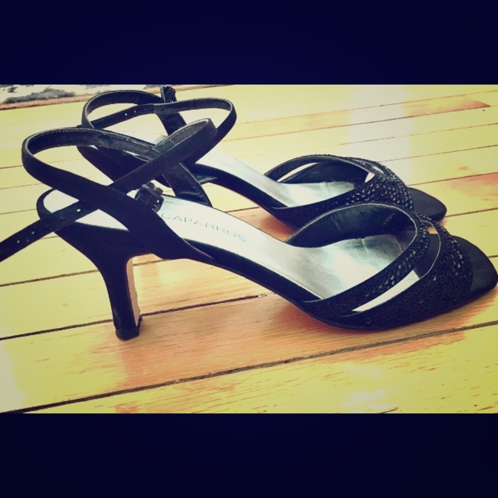 Gorgeous Caparros Black Sparkle Low Heel Shoe!