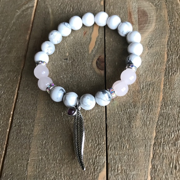 handmade Jewelry - Handmade Natural Stone Feather Bracelet