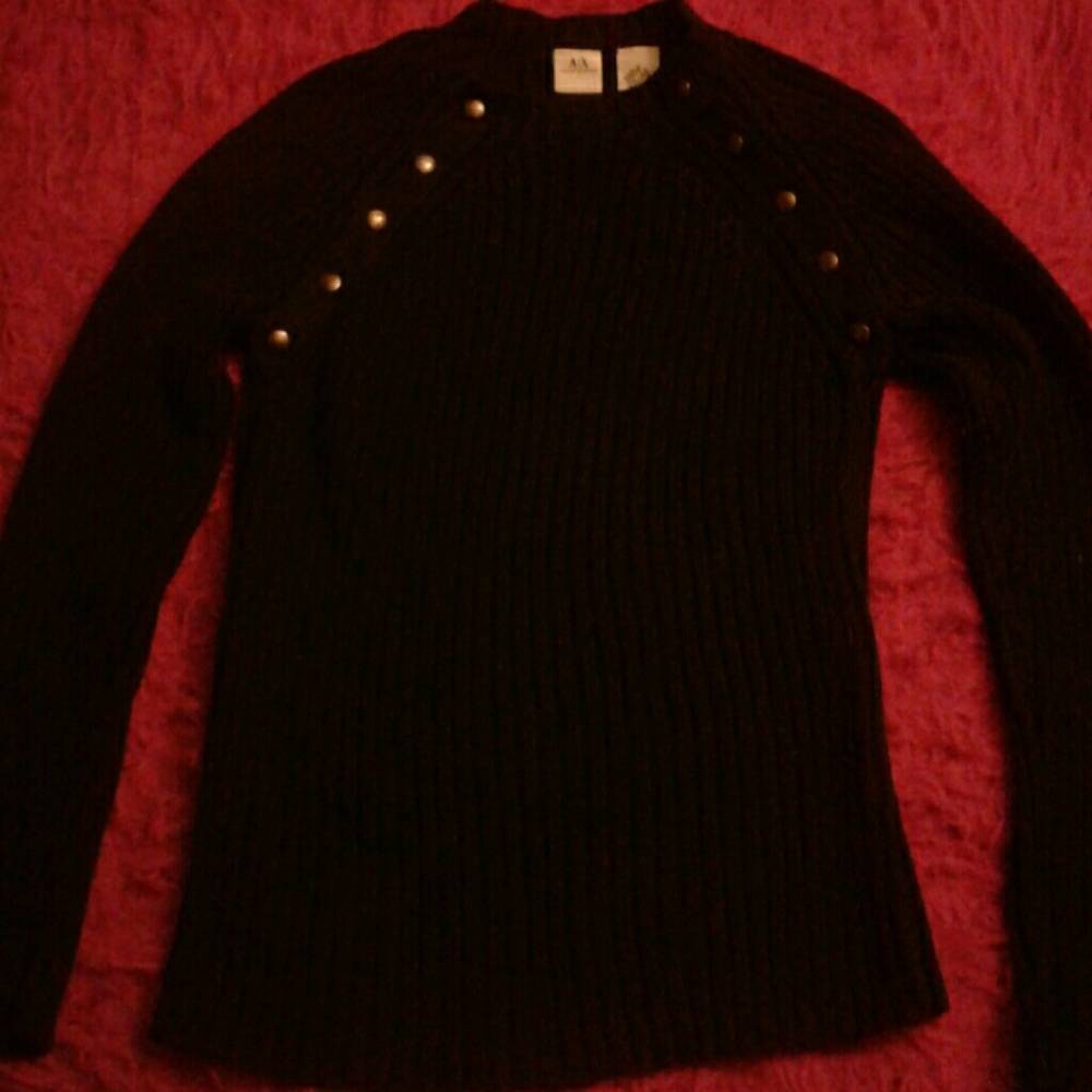 Slay Day:Armani Exchange Jet Black Button Sweater