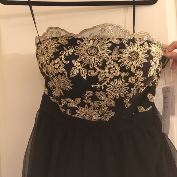 NWT Beautiful black & gold cocktail dress - Picture 1 of 5
