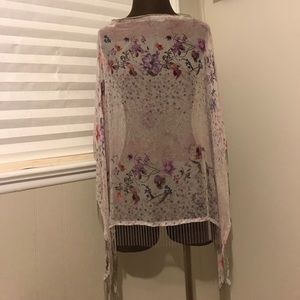 FALL🍁SAL3‼️"Fringed Silk Lavender Poncho"
