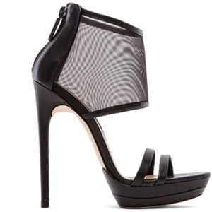 BCBG MAXAZRIA Ferned High-Heel Mesh-Cuff Sandal