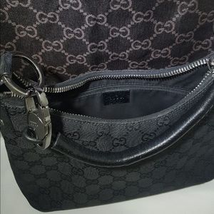 Authentic Gucci Black Canvas Shoulder Bag