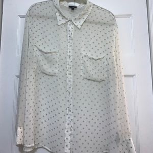 Sheer long sleeve button down with collar