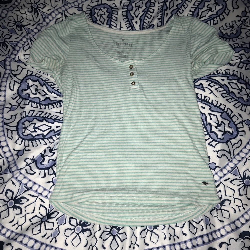 Mint and white T-Shirt
