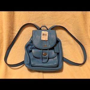Coach Blue Pebble Leather Backpack