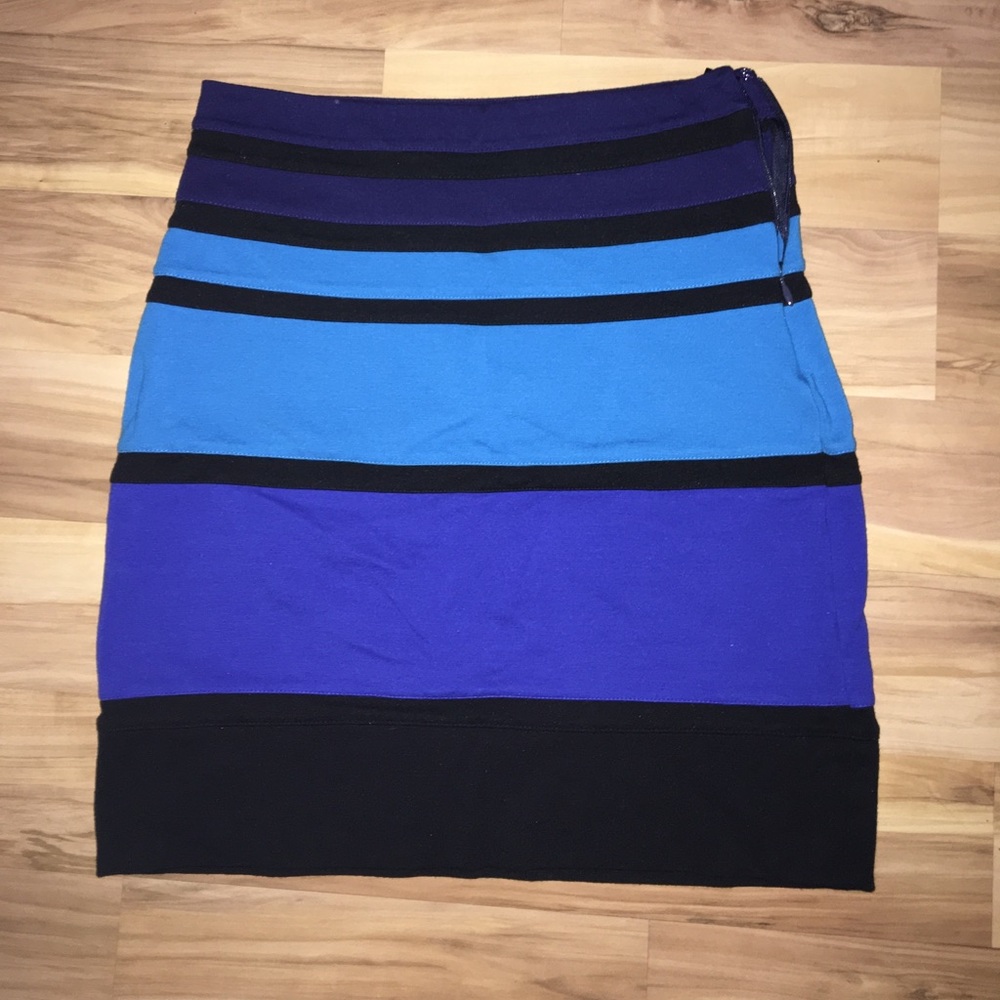 Blue black turquoise tripes skirt Size 0 Express