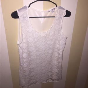 August Silk White Lace Sleeveless Blouse