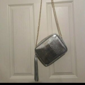 Silver metallic gold chain purse