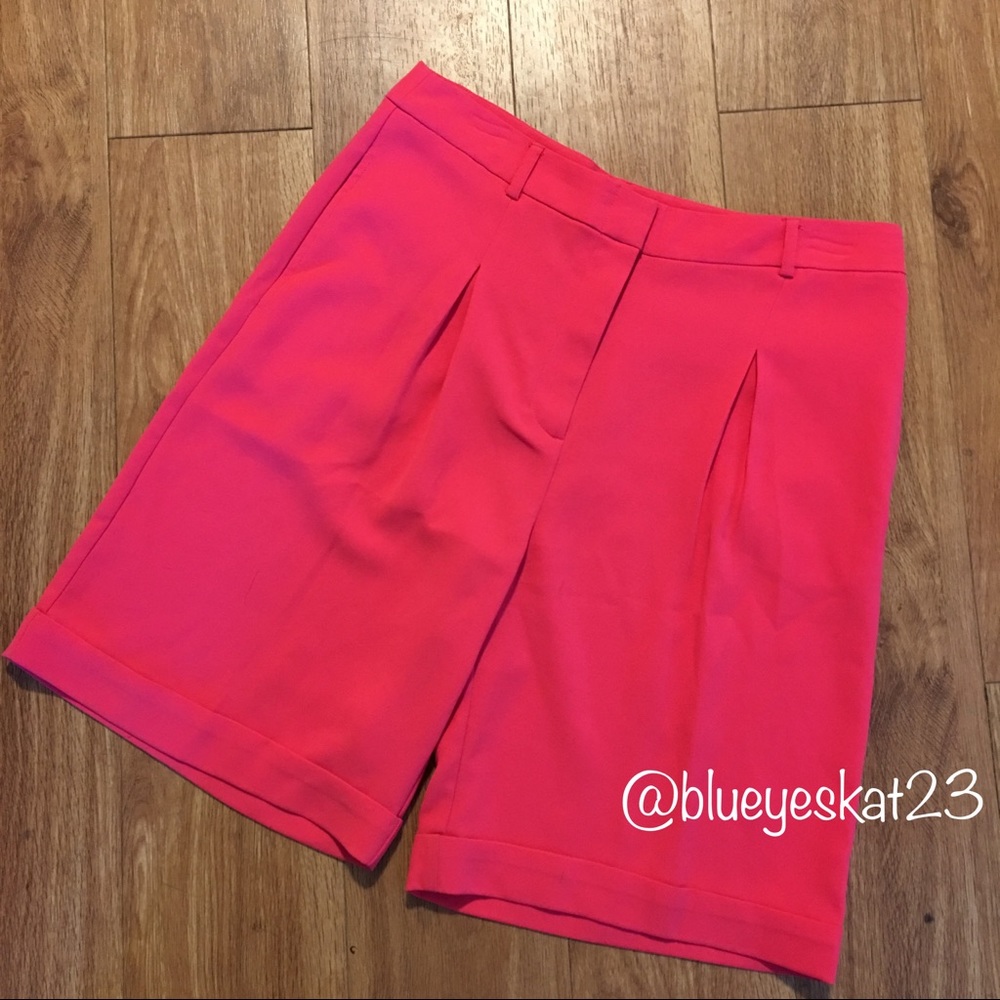 Bright Pink Dressy High Rise Bermuda Shorts