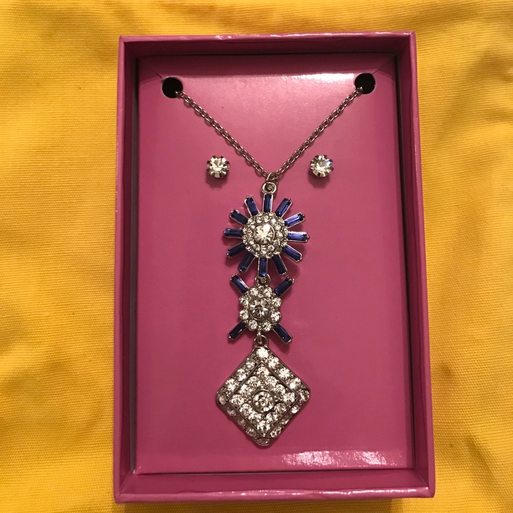 Diamond earrings and necklace