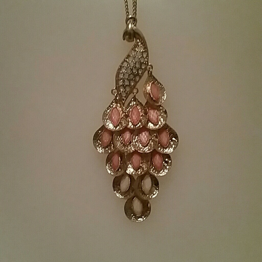 Peacock long necklace