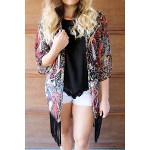 Quirky fringed kimono