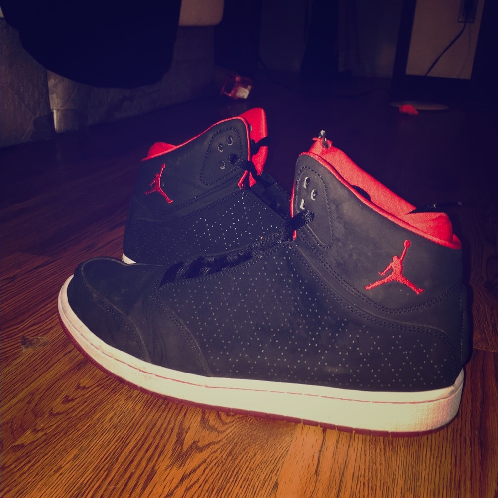 Men's size 11 red and black Jordan shoes