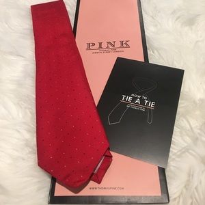 ✨NEW✨ Authentic Thomas Pink Red Tie w/ Polkadots