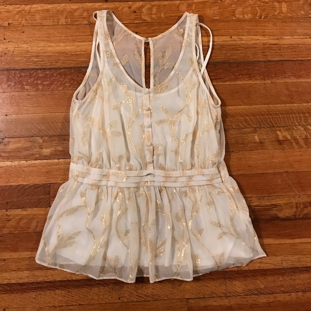Anthropologie gold and cream tank w/ button detail
