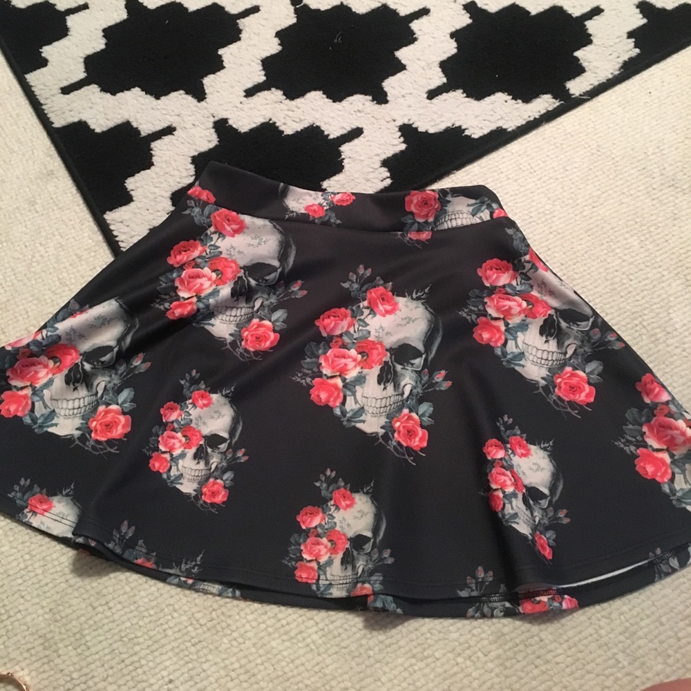 Gypsy warrior floral skull skater skirt