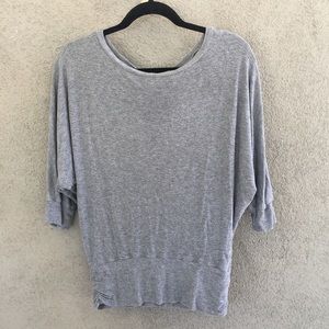 H by Bordeaux Ribbed Gray Dolman 3/4 Sleeve Top