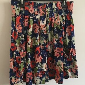 ANTHROPOLOGIE FLORAL BUTTON UP SKIRT