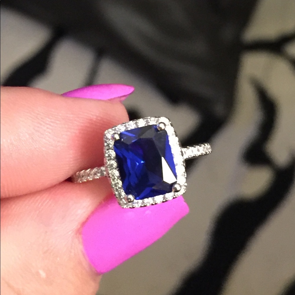 Genuine Zircon blue ring. New size 6 Sterling.