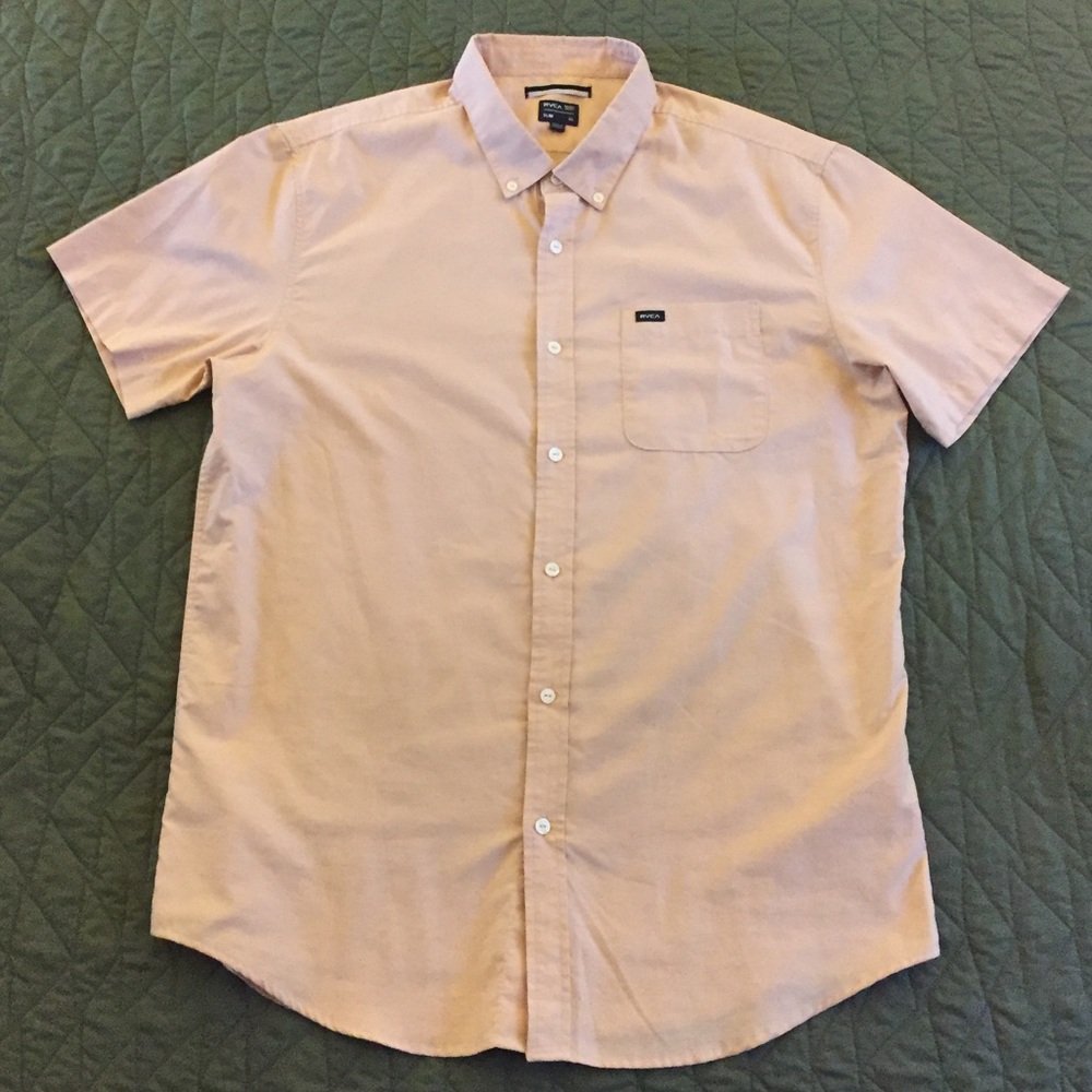 RVCA Men's Light Orange Short Sleeve Button Up XL