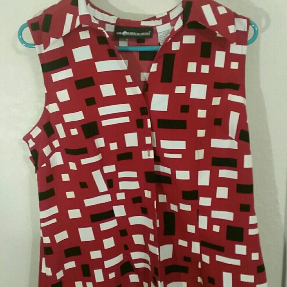 Red black and white button down vest