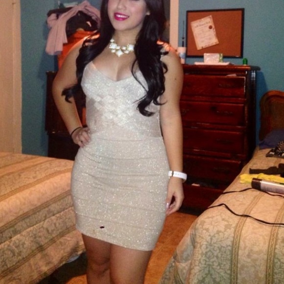 Champagne colored bandage dress - Picture 3 of 3