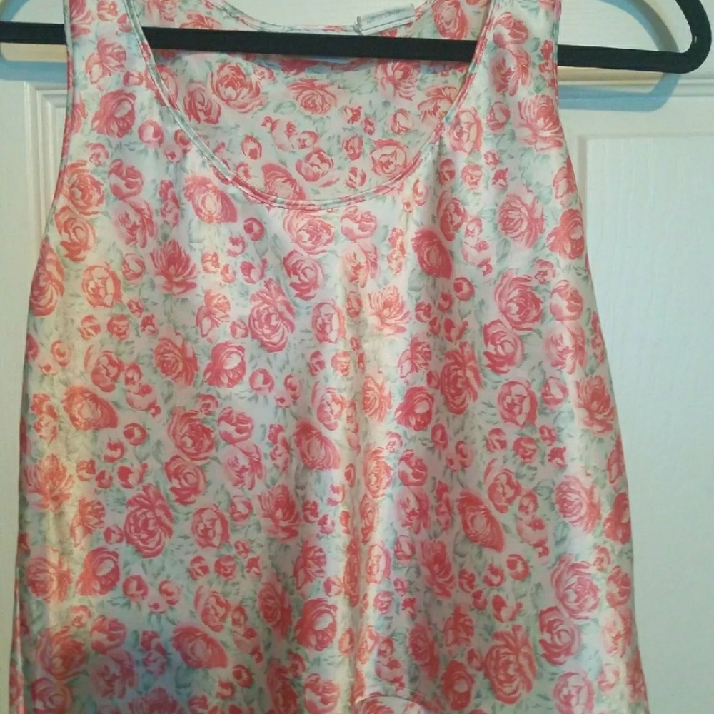 Vintage slik floral crop tank