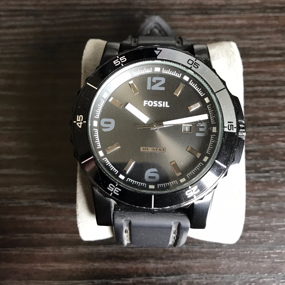 Fossil AM4257 Black Silicone Strap Black Watch