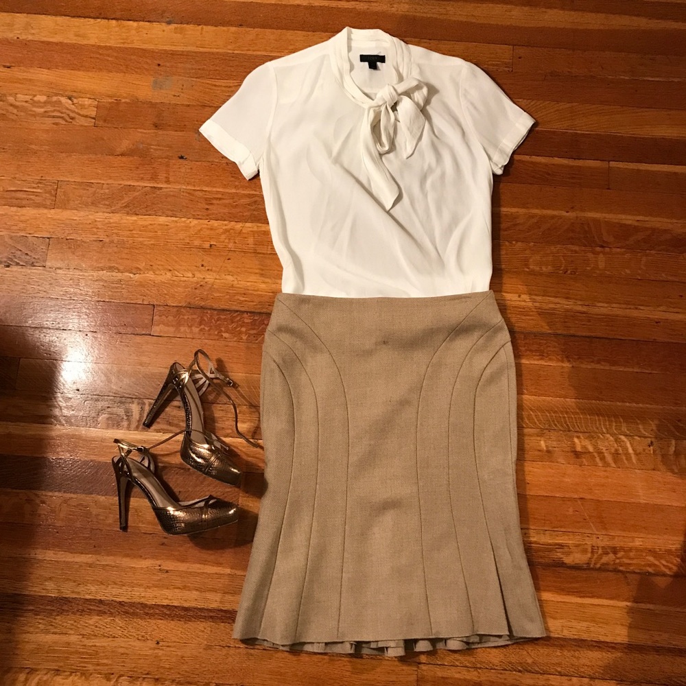 BCBG fluted wool pencil skirt