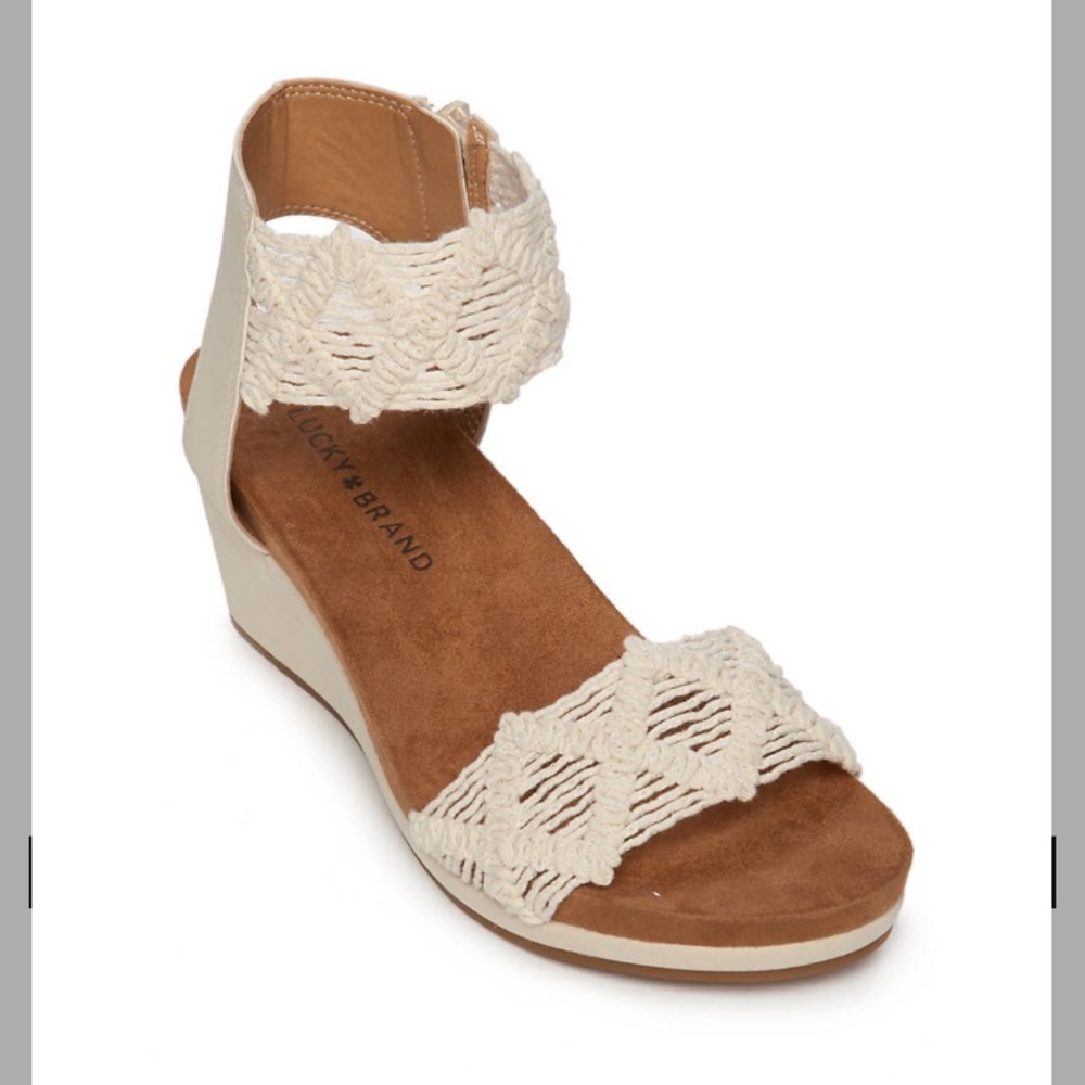 Lucky Brand Kierlo Wedge Sandal CREAM color NWT