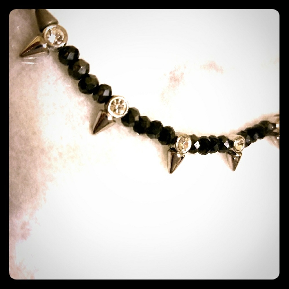 NWOT edgy black and silver necklace.