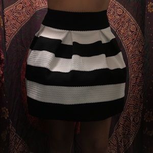 black and white stripped skirt
