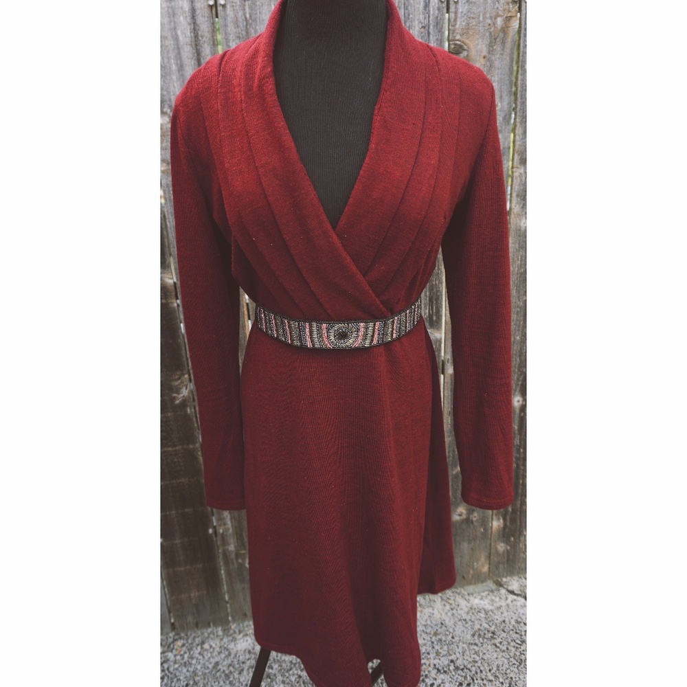 Neesha Faux Wrap Sweater Dress