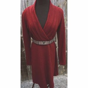 Neesha Faux Wrap Sweater Dress