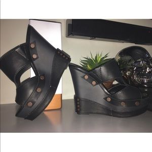Calvin Klein Black Studded Wedges