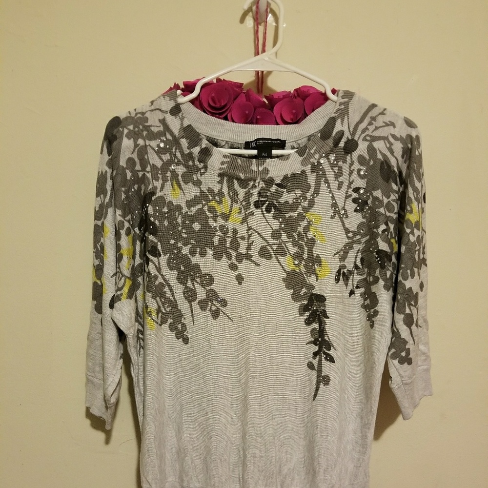 CONCEPTS Inc. Sweater Grey / Black leaf pattern SM