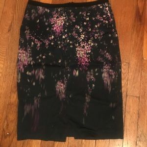 Zara Navy Purple Floral Skirt - M