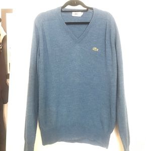 Blue Lacoste V Neck Sweater