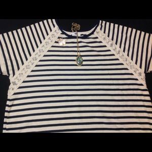 Striped Shirt with Lace