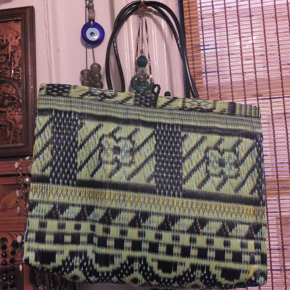 French Woven Upcycled Vinyl Bag