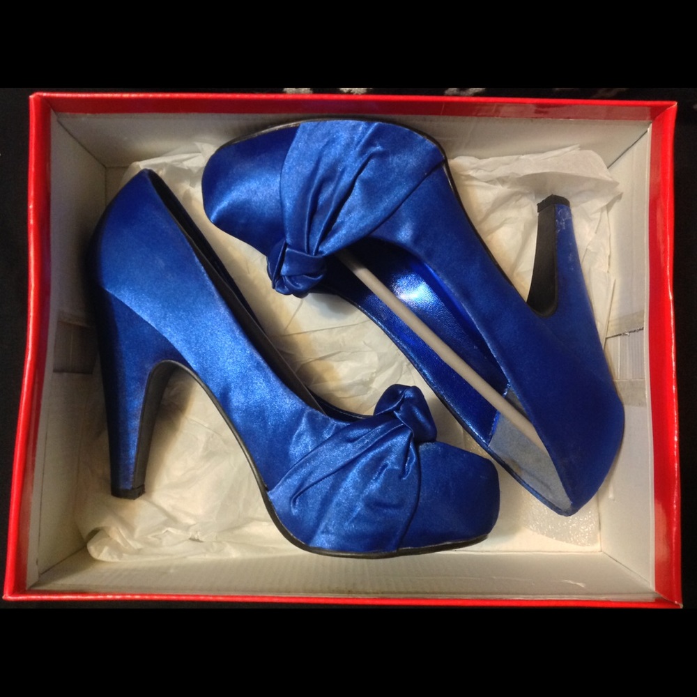 Royal Blue Satin heels