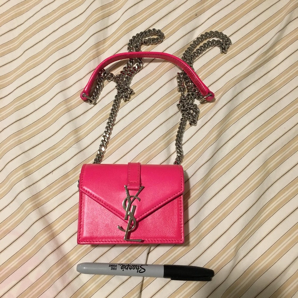 YSL monogramme candy bag neon pink leather