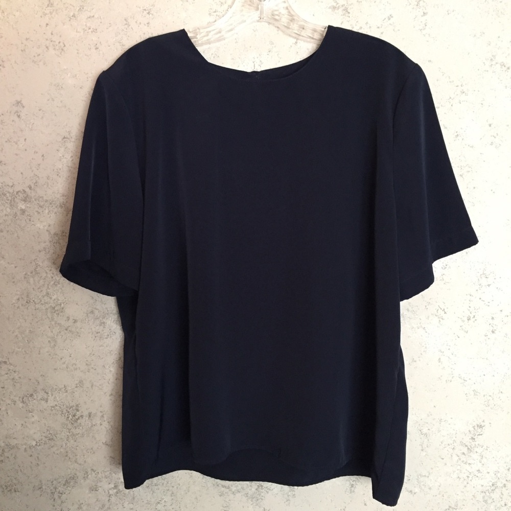 Silky Navy Blue Dressy Tee