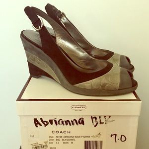 Coach Abrianna Black-Gray-Silver Wedge with Box