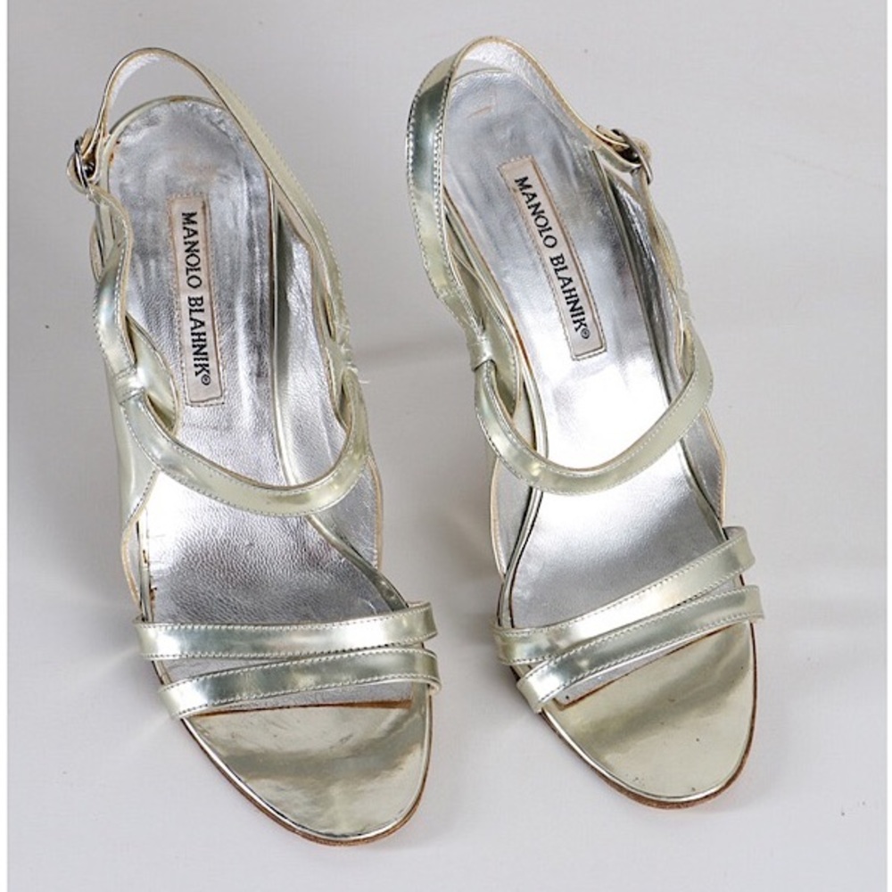 AUTHENTIC MANOLO BLAHNIK DODO silver sandals