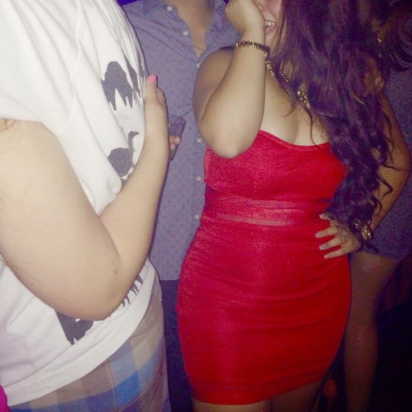 Red Strapless Bandage Dress - Picture 2 of 2